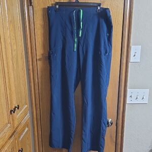 Carhartt Dark Blue Scrub Pants With Green Accents